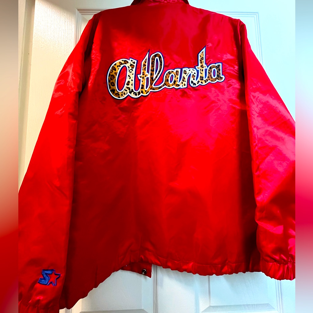 Unique Brand New Starter Brand Jacket Atlanta Red Cheetah Print